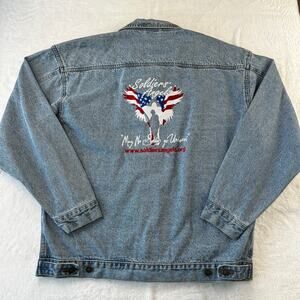 Cobra Vintage Denim Jean Jacket Solder's Angles Embroidered Logo Size Large